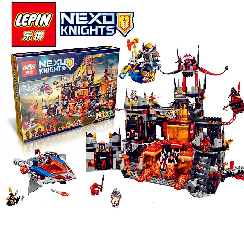 

1244 PCS LEPIN 14019 Nexus Knights Chevaliers Axl Jestros Volcano Lair Combinaison Marvel Model Building Block Compatible 70323