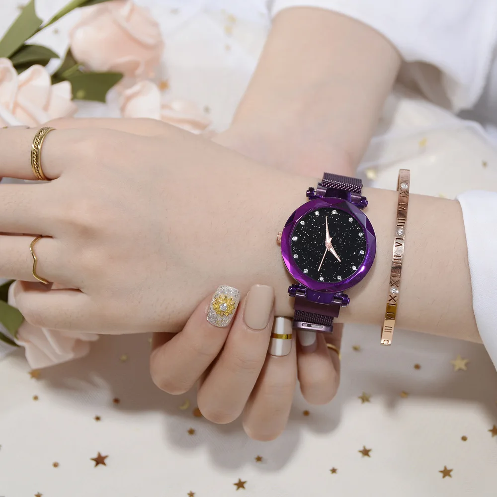 Роскошные женские часы, звездное небо, розовое золото, магнитные часы для женщин, часы с бриллиантами, женские часы, reloj mujer relogio feminino