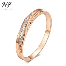 6 Items Classical Cubic Zirconia Lovers Ring Rose Gold Color Rhinestones Studded Wedding Rings Jewelry For