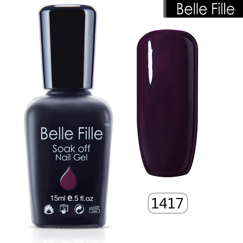 Belle Fille Nail Gel Purple Soak Off UV Gel Nail Polish Manicure Nail Art Design Gel Polish UV Lacquer Gelpolish