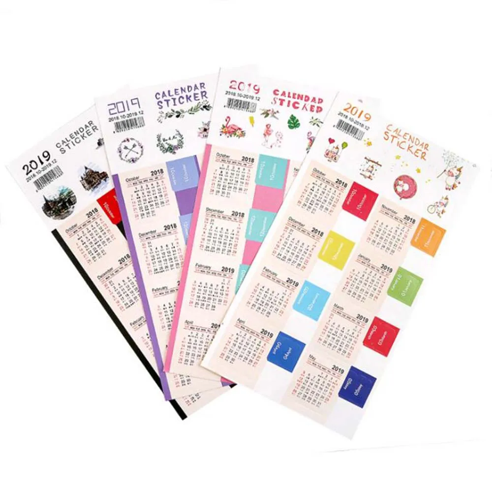 2pcs-set-New-2019-year-Calendar-Sticker-Notebook-Index-Monthly-Category-Sticker-Planner-Accessories-Slip-Sheet (4)