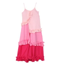 Runway Dresses 2017 Strapless Patchwork Ruffles Chiffon Long Summer Dresses Women Bohemian Brand Style Vestidos De Festa