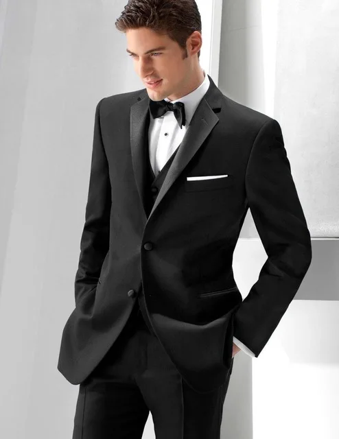 Popular Style Two Button Black Groom Tuxedos Groomsmen font b Men s b font font b