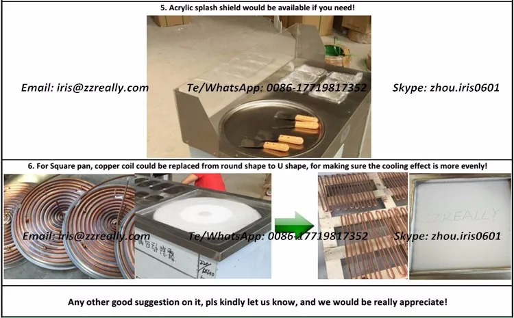 110 В/60 Гц 60*60 см размер лотка Одиночная плоская подставка Жареная Машина для мороженого с системой контроля температуры