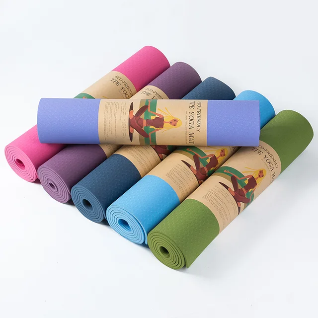 Eco friendly Fitness TPE Yoga Mat 6mm Thick Non Slip Soft Design