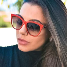 MIZHO Fashion Crystal Sunglasses Women Brand Designer Vintage Ladies 2019 Pink Small Frame Gradient Sunglass Cat Eye Retro