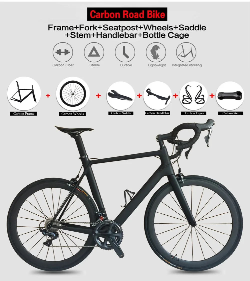 Top Full Carbon Road Bike 700C Carbon Complete Bicycle With 50mm Carbon Wheels Ultegra R8000 Road Bike 49/51/54/56/58cm Available 2 Top Full Carbon Road Bike 700C Carbon Complete Bicycle With 50mm Carbon Wheels Ultegra R8000 Road Bike 49/51/54/56/58cm Available 2