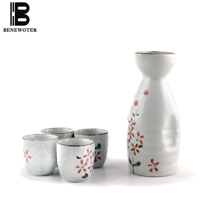 Japanese-style Vintage Ceramic Wine Ware Hand Painted Snowflake Sakura Pattern Hip Flask Sake Cup Home Spirits Cups Teacup Pots | Дом и сад