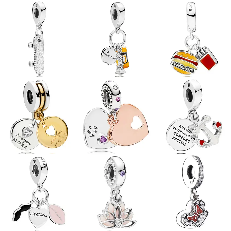 

Skateboard More And Most Love New York Highlights Part Of My Heart Pendant Charm Fit Pandora Bracelet 925 Sterling Silver Bead