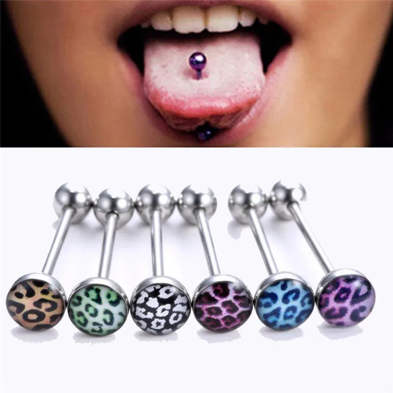 6pcs Lot Stainless Steel Mixed Color Tongue Ring Barbell Tongue