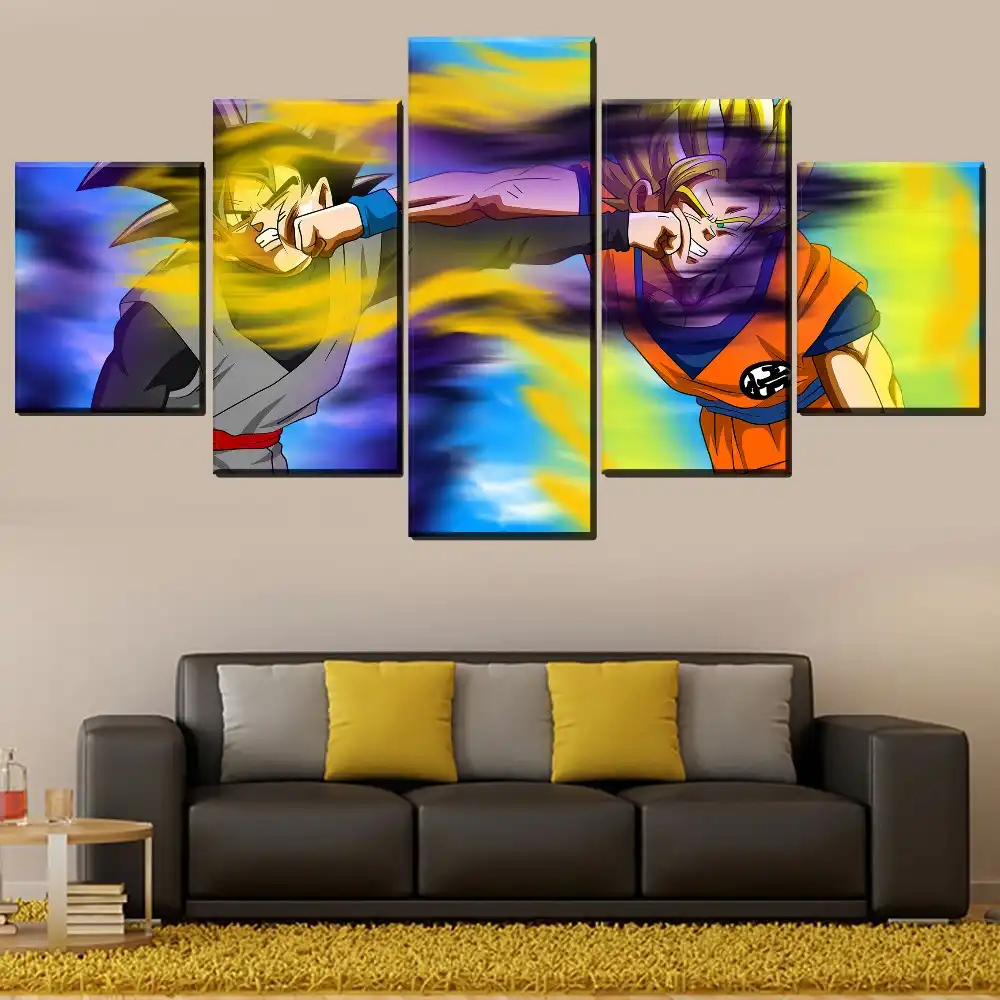 Canvas Hd Printed 5 Pieces Black Goku Vs Goku Dragon Ball Super Picture For Modern Living Room Home Wall Decorative Artwork Painting Calligraphy Aliexpress