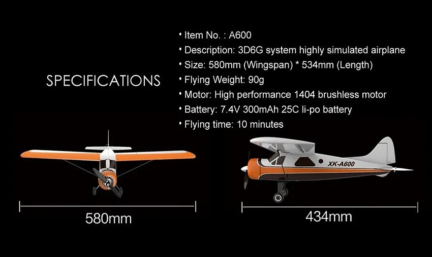 Оригинальная система XK A600 4CH 3D6G бесщеточный радиоуправляемый самолет RTF 2,4 GHz XK DHC-2 A600 Радиоуправляемый истребитель совместимая Futaba