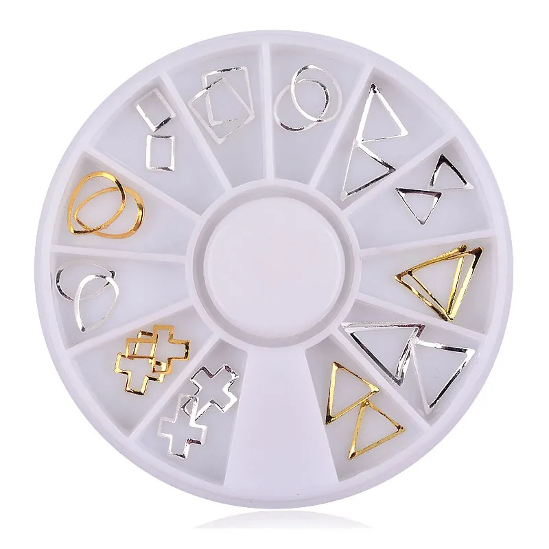 

MIOBLET Hollow Metal Nail Wheel Jewelry Nails Art Decorations Rivet Nail Stickers Charms Heart-shaped Cross Square Manicure Deco
