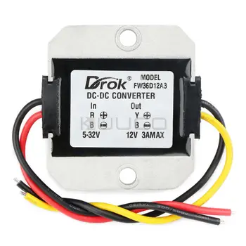 

Power Converter DC 5~32V 12V/24V to 12V 3A 36W Step-Down Power Supply Module Buck Car Motorcycle Voltage Regulated Driver Module