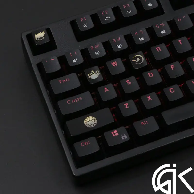 4 шт./компл. keysets подсветка OW ключ Шапки из АБС-пластика с гравировкой клавиши блеск-через для патруля gamer механическая клавиатура ANSI черный