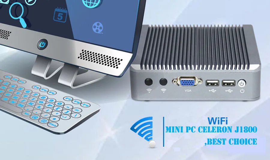 2lan Celeron J1800 двухъядерный NUC Intel HD Графика безвентиляторный мини-ПК Windows 7 VGA USB slim компьютер PALM Размер TV Box 4 г Оперативная память 64 г