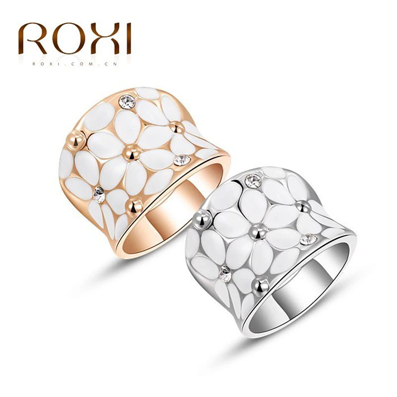 10 шт./лот 2020 Romad чармы Anillo белый кристалл цветок кольца для женщин розовое золото