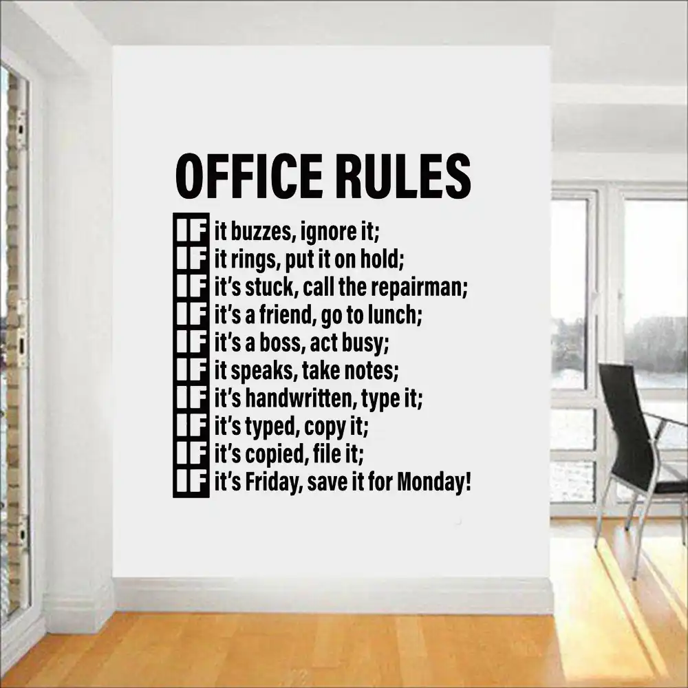 Detail Feedback Questions about Office Rules Vinyl Wall Sticker Room