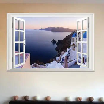 

Beautiful Bay 3D Window View Removable Decal Home Decor Mural Wall Vinyl Sticker