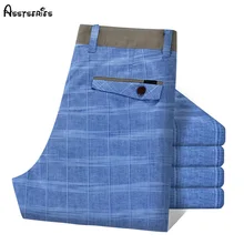 Новые мужские льняные клетчатые повседневные шорты летние новые мужские деловые хлопковые короткие мужские качественные шорты D60