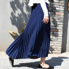 Qooth Осенняя Женская юбка, винтажная длинная юбка, Saias, высокая талия, Женская Макси юбка, Saia Longa Falda, плиссированная юбка, Jupe QH1675