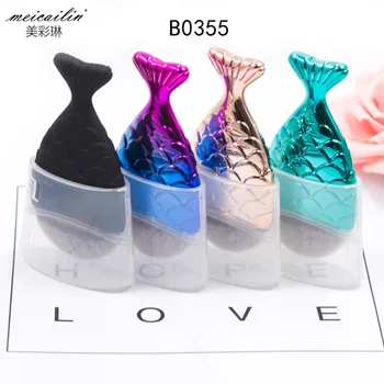 

New Arrival 1 PCS Mermaid Foundation Brush Fish Tail Cosmetic Brush kit Tools Powder Blush Blending Eyeshadow Makeup Nail Brush