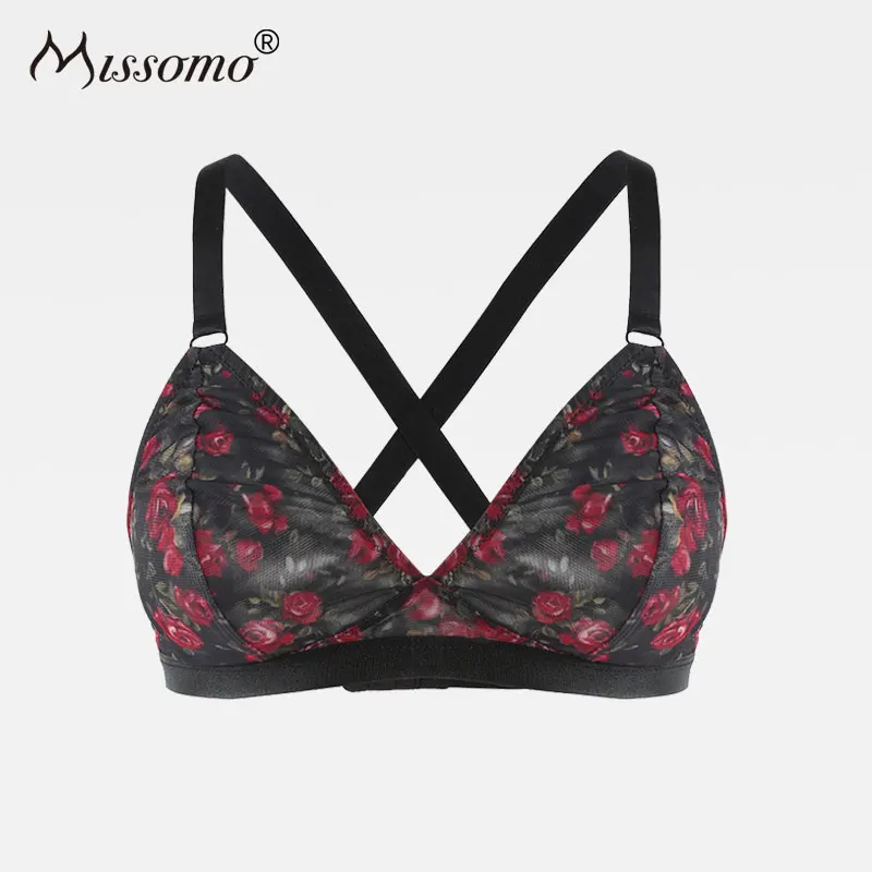 Женский кружевной бюстгальтер Missomo с цветочным принтом и пуш апом|bralette sexy|wire freebra
