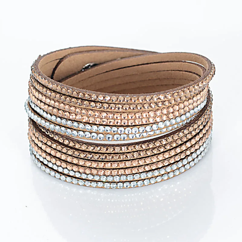 Многослойный кожаный браслет с двойной обмоткой кристаллами|double wrap bracelet|wrap