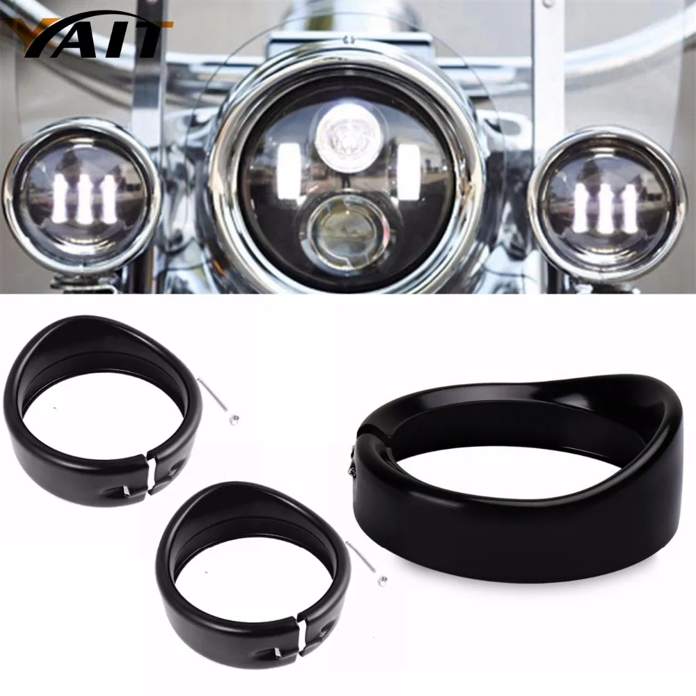 Yait For Touring Road King Electra Glide 7inch Headlamp Trim Ring 4.5inch Headlamp Trim Ringin