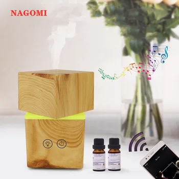 

200ml Ultrasonic Air Humidifier Bluetooth Music Creative Wood Aroma Essential Oil Diffuser With 7 Colorful Night Lights For Home