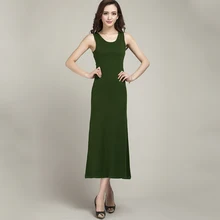 Летний кашемировый вязаный жилет Женская длинная юбка без рукавов, вязаный однотонный тонкий жилет длинное платье