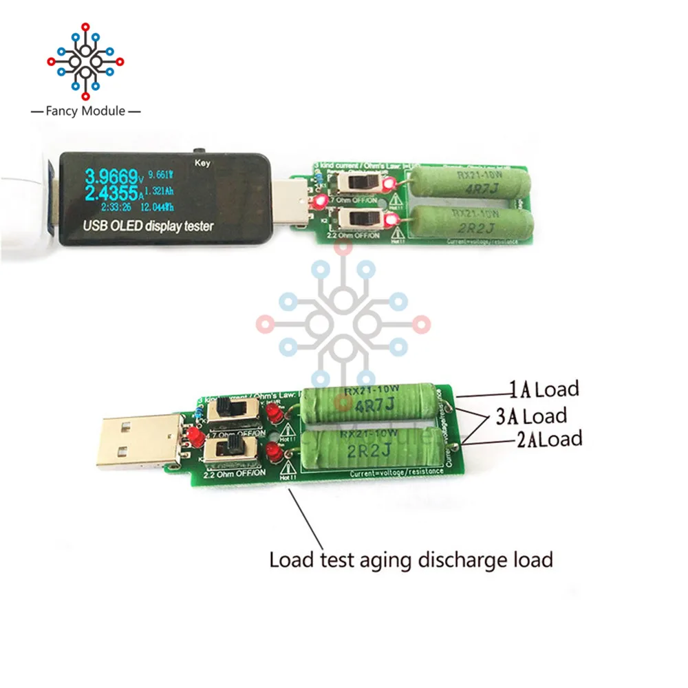 

Resistor USB DC Electronic Load Adjustable Switch 3V 5V 1A Current 2A 3A Battery Capacity Discharge Voltage Tester Resistance