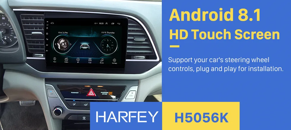 Excellent Harfey head unit left hand for 2016 Hyundai Elantra 9" HD Touchscreen Android 8.1 Radio GPS Navi Support WIFI video Bluetooth 0