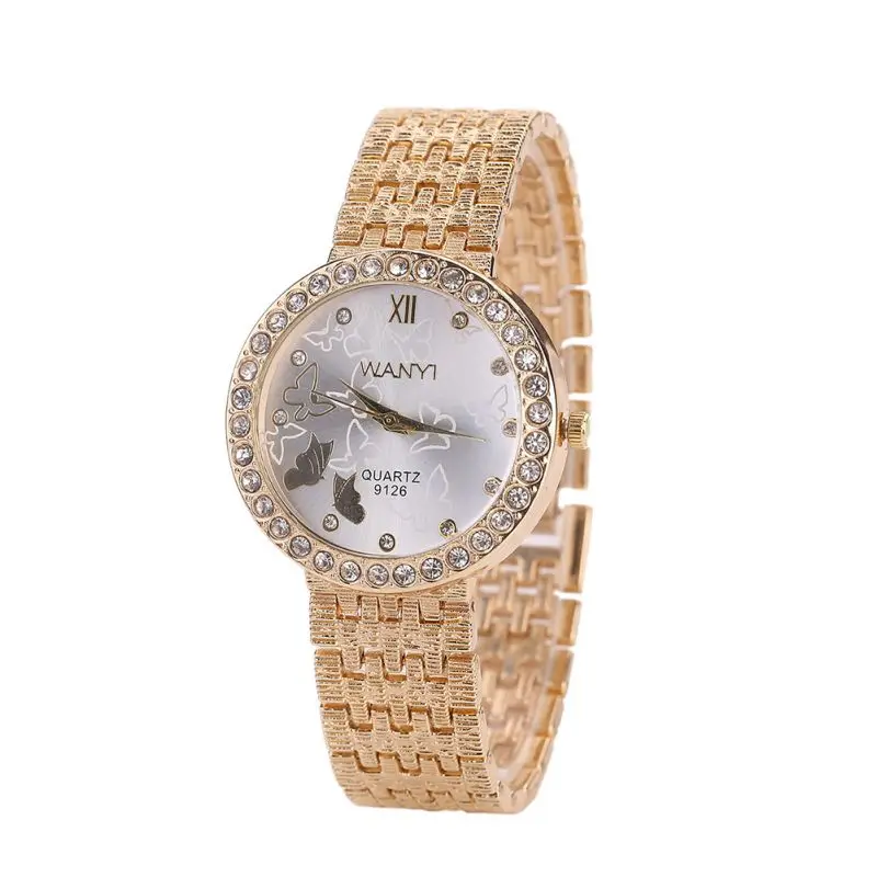 

Fashion Ladies Bracelet Gold Watch Diamond Scale Stainless Steel Strap Cute Butterfly Quartz Student Bracelet Quartz Watc