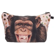 Fashion 3D Printing Pink Monkey Women Neceser Portable Makeup Bag Cute Organizer Bolsa feminina Travel Toiletry Bag Cosmetic Bag