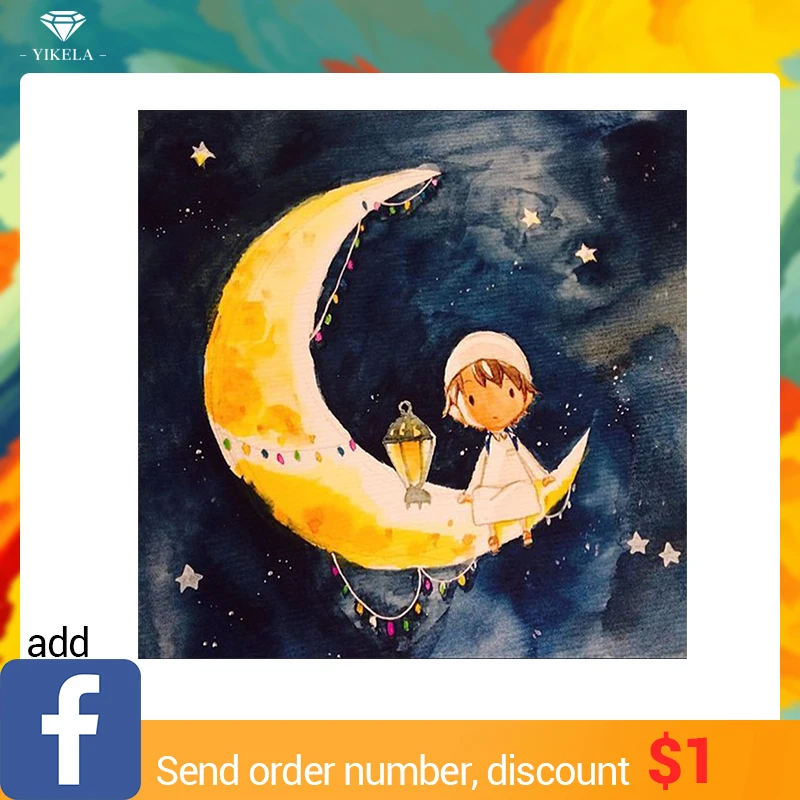 

5D DIY Diamond Painting Full Square Cartoon Moon Baby Of Rhinestone Diamond Embroidery Mosaic Home Decor Gifts Wall Stickers