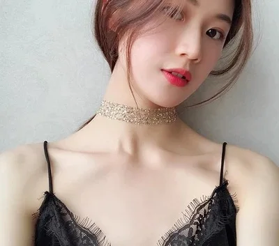 

Reba Celebrity Inspired Korean-Style Frigid Ins Wind Extra Flashy Mesh Sequin Choker Necklace Simple Versatile Necklace Choker F