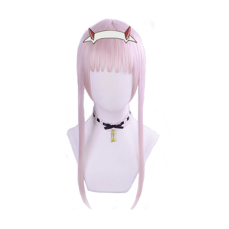 

DARLING in the FRANXX Code 2 Cosplay Wig Ponytail Zero Two Swimwear Long Straight Pink Swimming Hairstyle Synthetic Hair+Hairnet