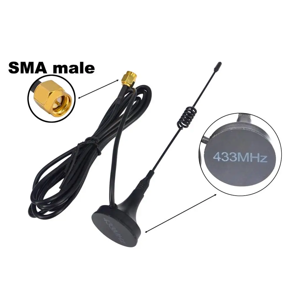 Антенна 5dbi 433Mhz GSM SMA Male 433 MHz antena мощная магнитная база для радиочастотного усилителя радиосигнала Беспроводной ретранслятор 1,5 м кабель