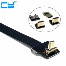 Up Angled Micro HDMI Male D Type to HDMI FPV FPC Flat Cable for GoPro GH4 BMPCC A5000 A6000 A7R A7S 5cm 10cm 20cm 30cm 50cm 80cm
