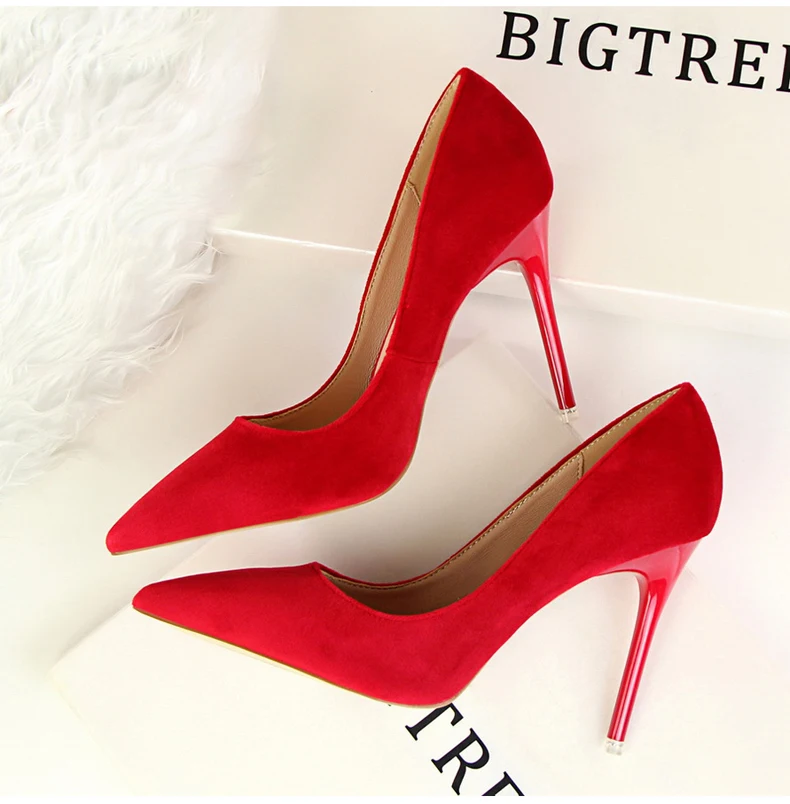 Women's Pumps Shoe Fashion Office Lady Thin Heels Women Shoes High Heel Platform Black Party Shallow Shoes Woman High Heel Blue (10)
