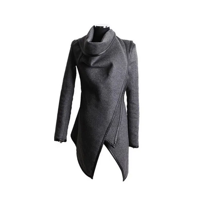 Женская Весенняя куртка-кардиган, женская верхняя одежда с длинным рукавом, пальто с отложным воротником, зимние повседневные женские пальто с открытой строчкой F2199 - Цвет: gray