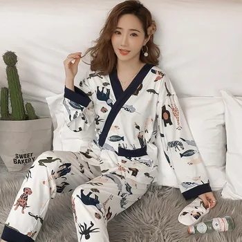 

2019 new womens Pajamas Sets 2pcs/set Nightwear Sleepwear Women V-neck Sleepwear Summer Home Wear Sleep Wear For Women
