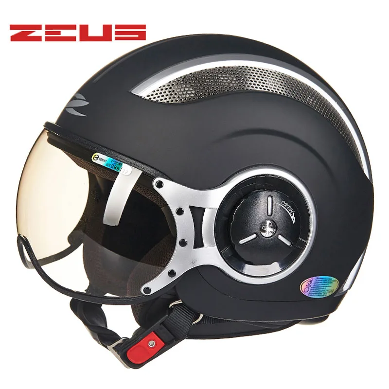 ZEUS 3/4 женский мотоциклетный шлем Jet Ретро полушлем DOT approved 218C Capacete Casco MOTO city road мужские гоночные шлемы - Цвет: matte black