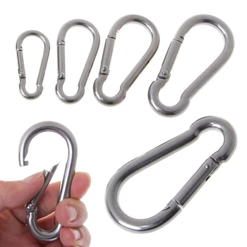 

304 Stainless Steel Spring Carabiner Snap Hook Keychain Quick Link Lock Buckle