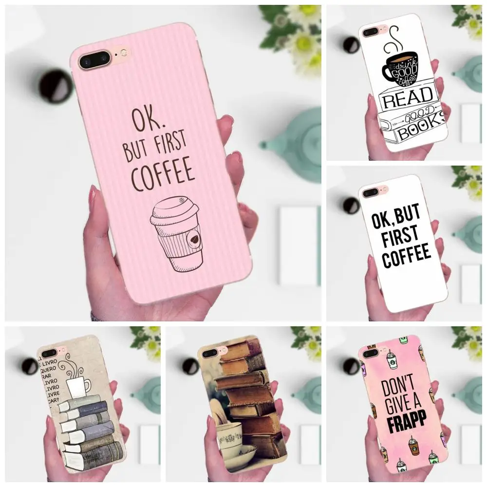 

Skin Thin Ok But First Coffee Book Girl For Galaxy A3 A5 A7 On5 On7 2015 2016 2017 Grand Alpha G850 Core2 Prime S2 I9082
