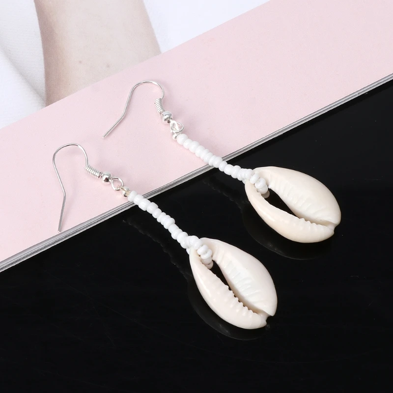 Bohemian Natural Cowrie Shell Pendant Drop Earrings Beach Jewelry Women dangle earrings,drop earrings,pendant earrings,long earrings