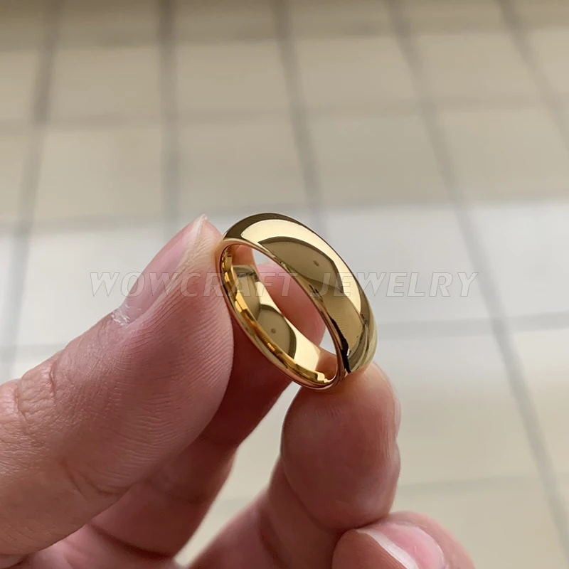 6 мм Золотое мужское женское вольфрамовое кольцо обручальное простой стиль купольные края полированная блестящая удобная посадка