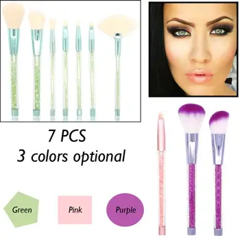 

7Pcs diamond make up brushes Set Pro Face Eye Shadow Brushes Eyeliner Foundation Cosmetics Blending Brush Tool 5U1225