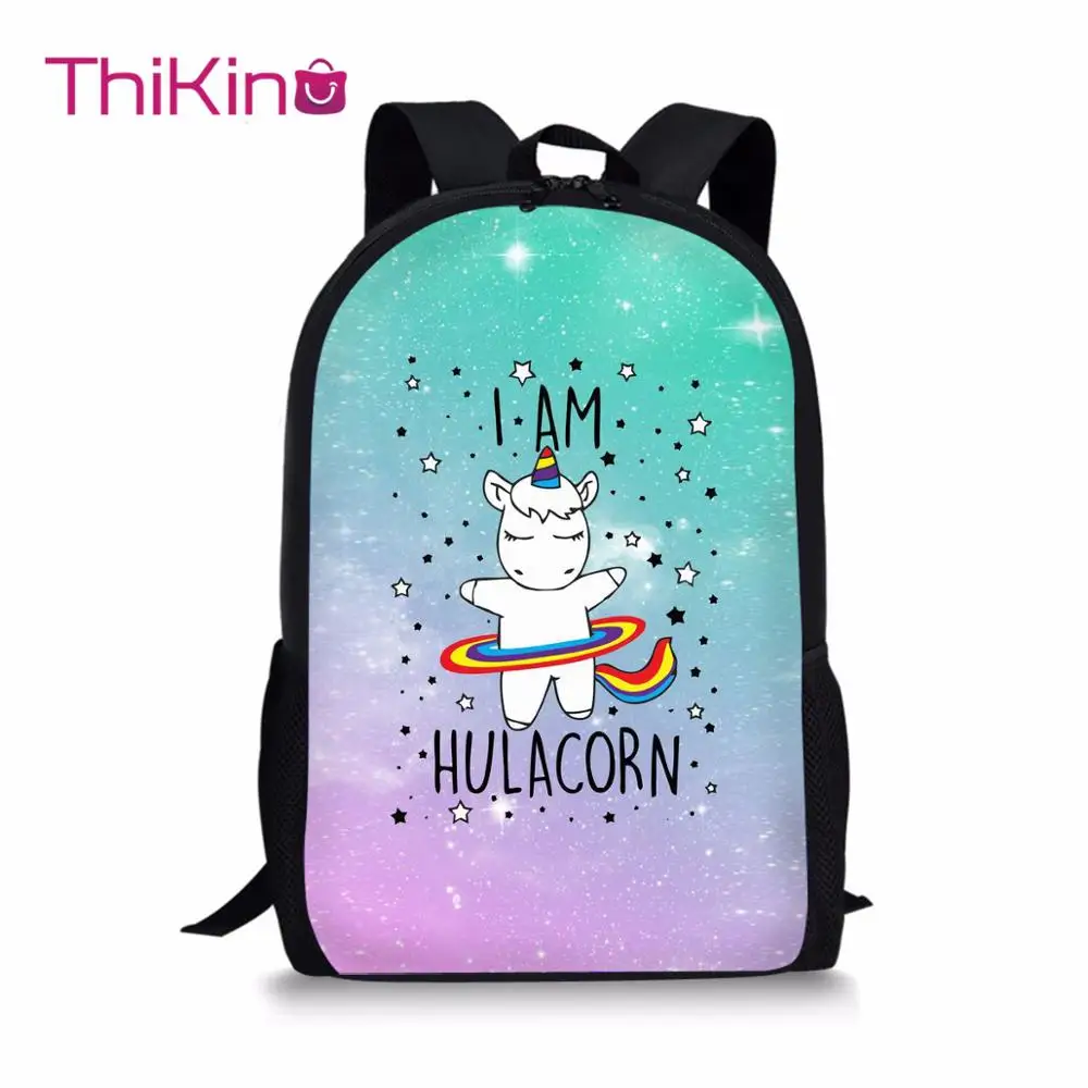 

Thikin Kids Pink Unicorn Pattern Students School Bag for Teenagers Backpack Travel Package Shopping Shoulder Bag Women Mochila